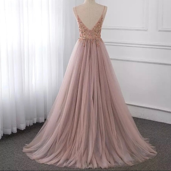 Dusty Rose Prom Dress Wedding Slit Dress NWT - Picture 2 of 6